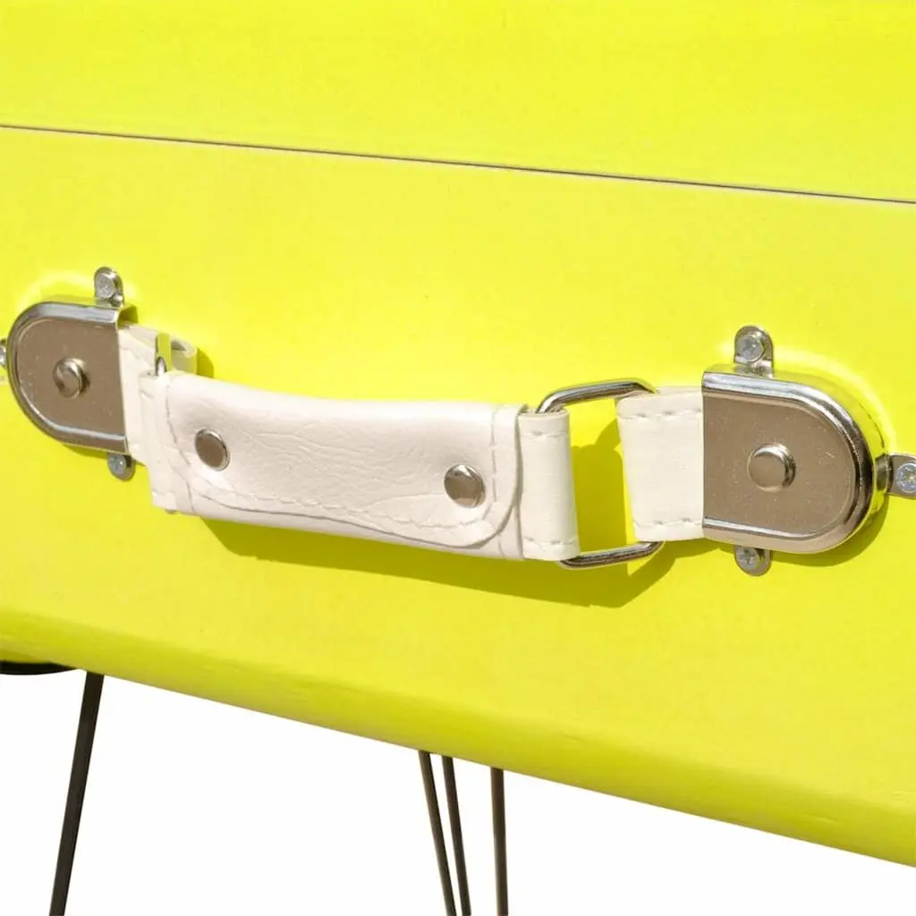 Vintage Suitcase Style Bedside Table Yellow Storage Organiser 49.5 x 36 x 60 cm
