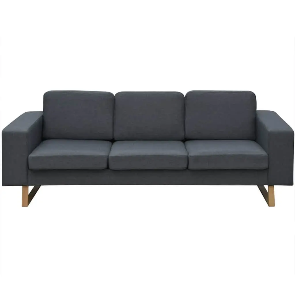 3-Seater Grey Fabric Sofa with Removable Cushions