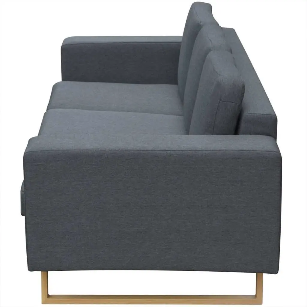 3-Seater Grey Fabric Sofa with Removable Cushions