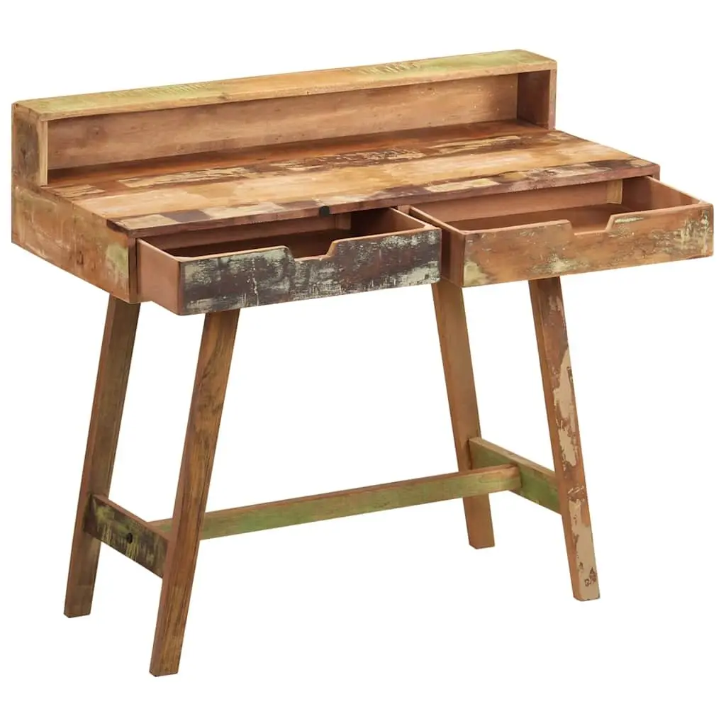 Desk Vintage Style Office Study Computer Table Solid Reclaimed Wood with Drawers