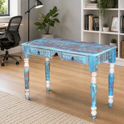 Solid Reclaimed Wood Desk with Two Drawers Details