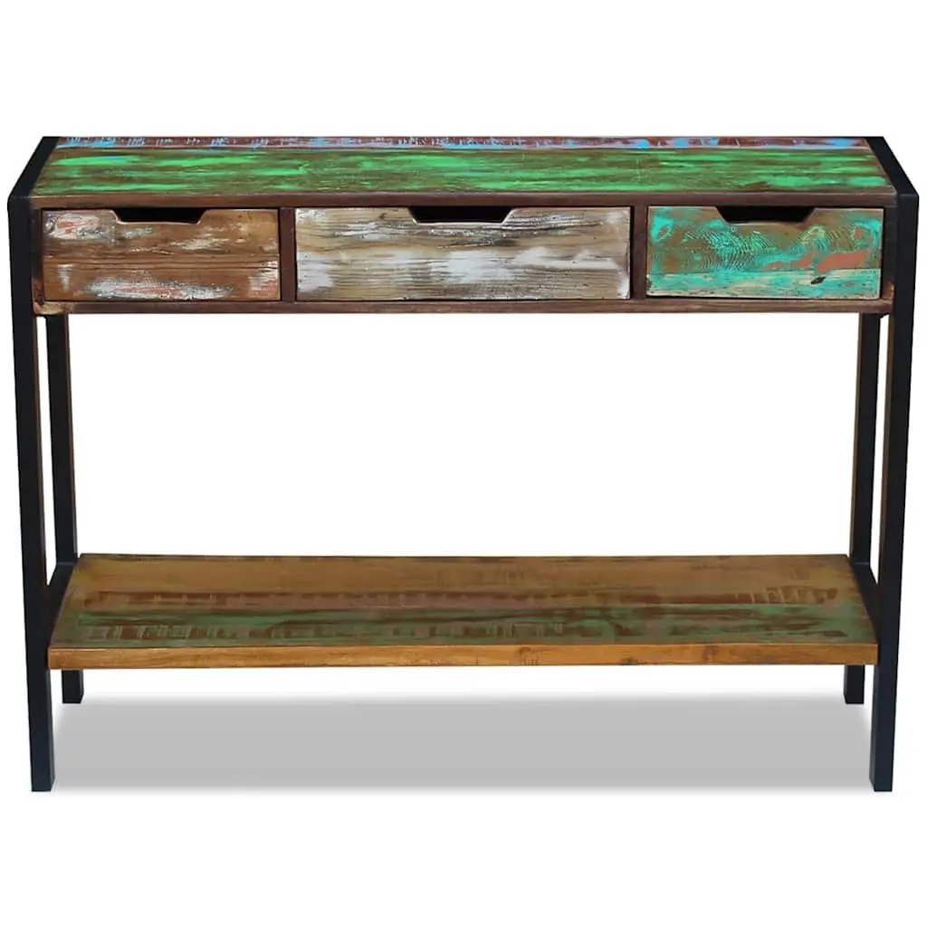 Wooden Sideboard 3 Drawers Solid Reclaimed Wood Storage Cabinet Console Table