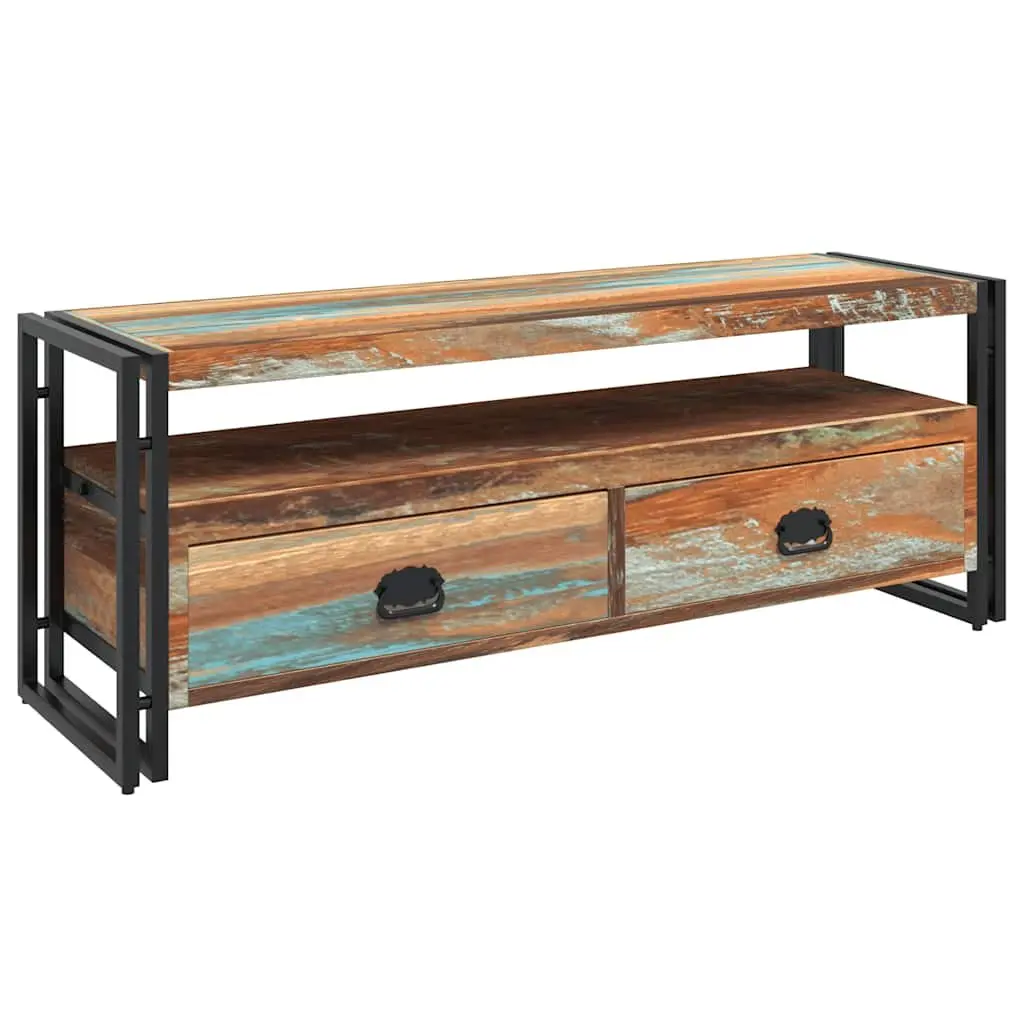 TV Cabinet Solid Reclaimed Wood Vintage Style Furniture Storage Drawers Shelf