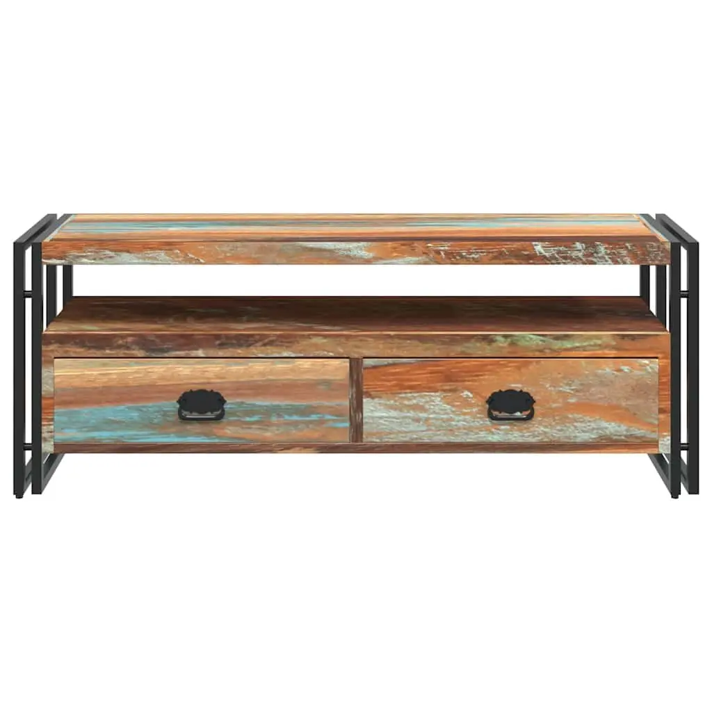 TV Cabinet Solid Reclaimed Wood Vintage Style Furniture Storage Drawers Shelf