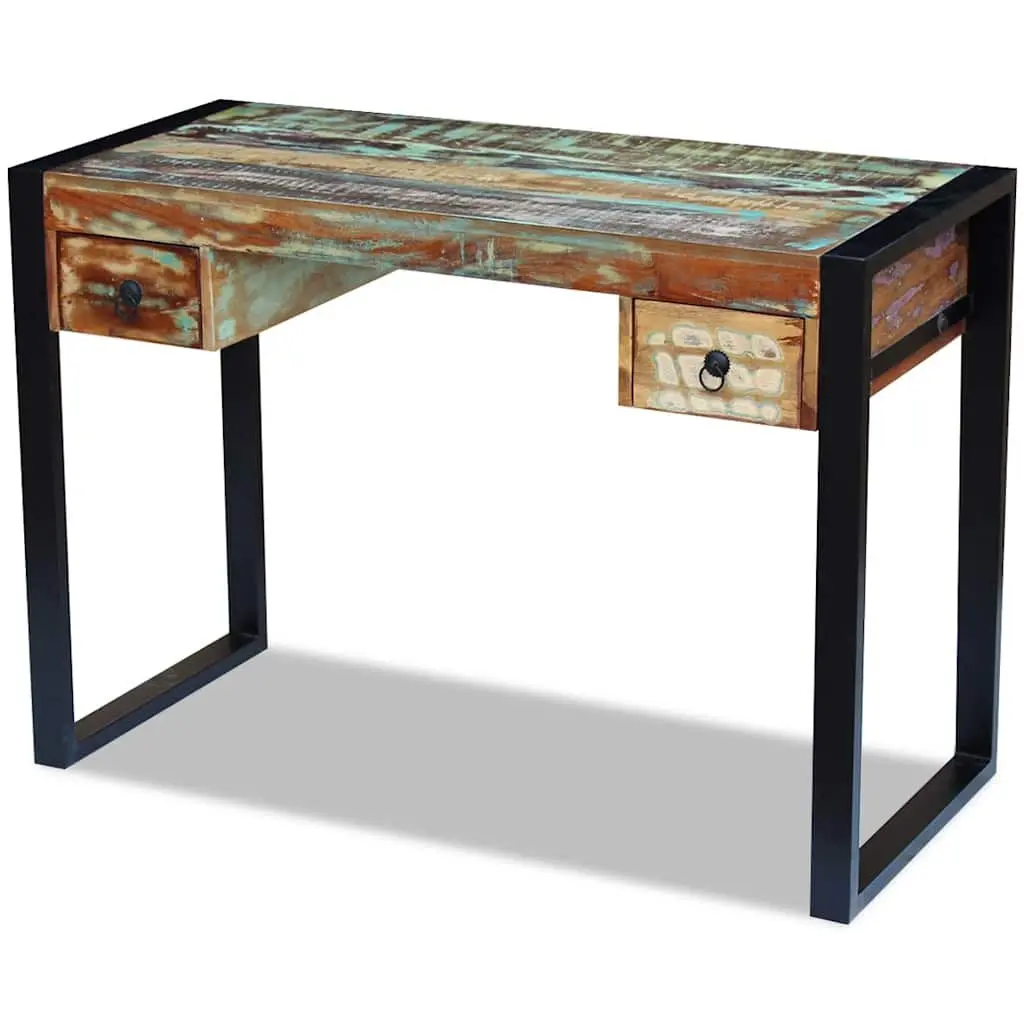 Reclaimed Wood Desk for Home Office Vintage Style with Drawers