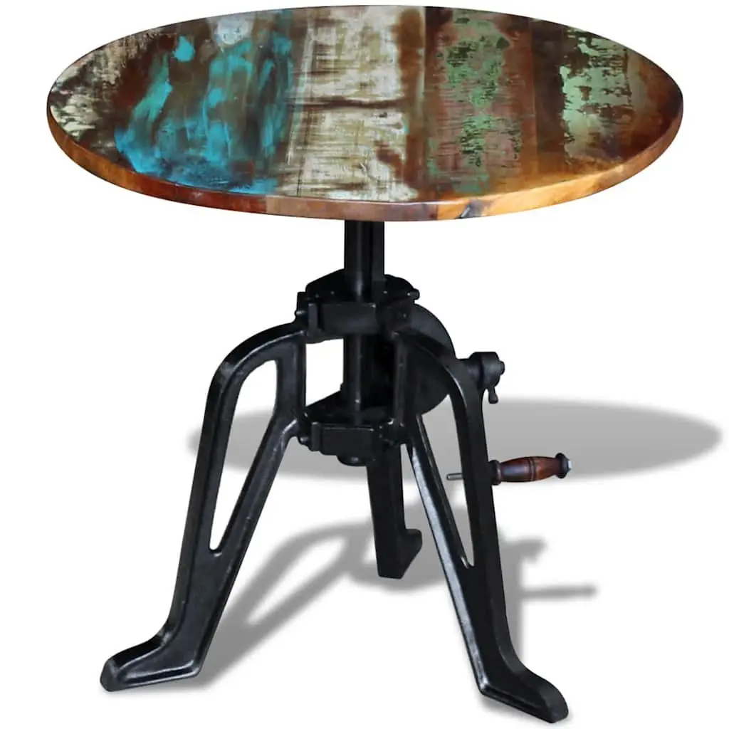 42-63cm Height Adjustable End Table with Reclaimed Wood