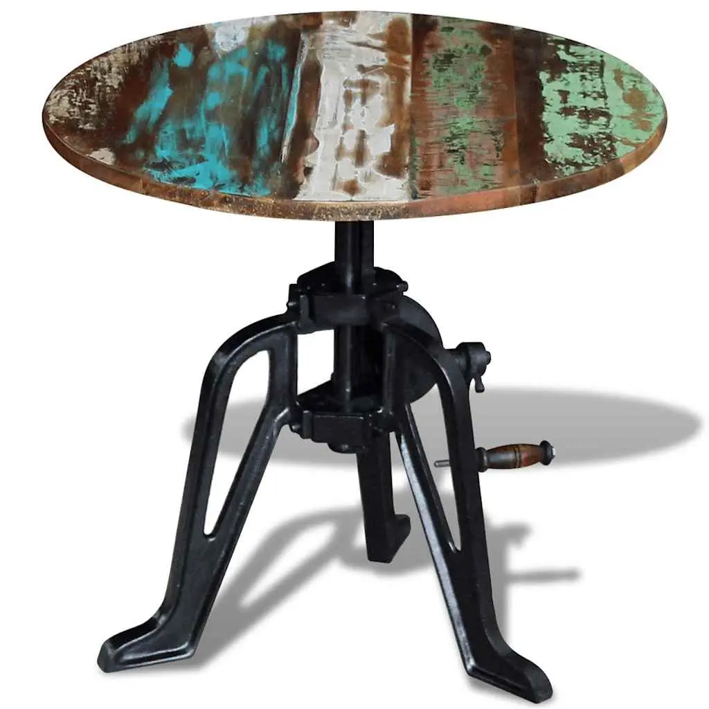 42-63cm Height Adjustable End Table with Reclaimed Wood