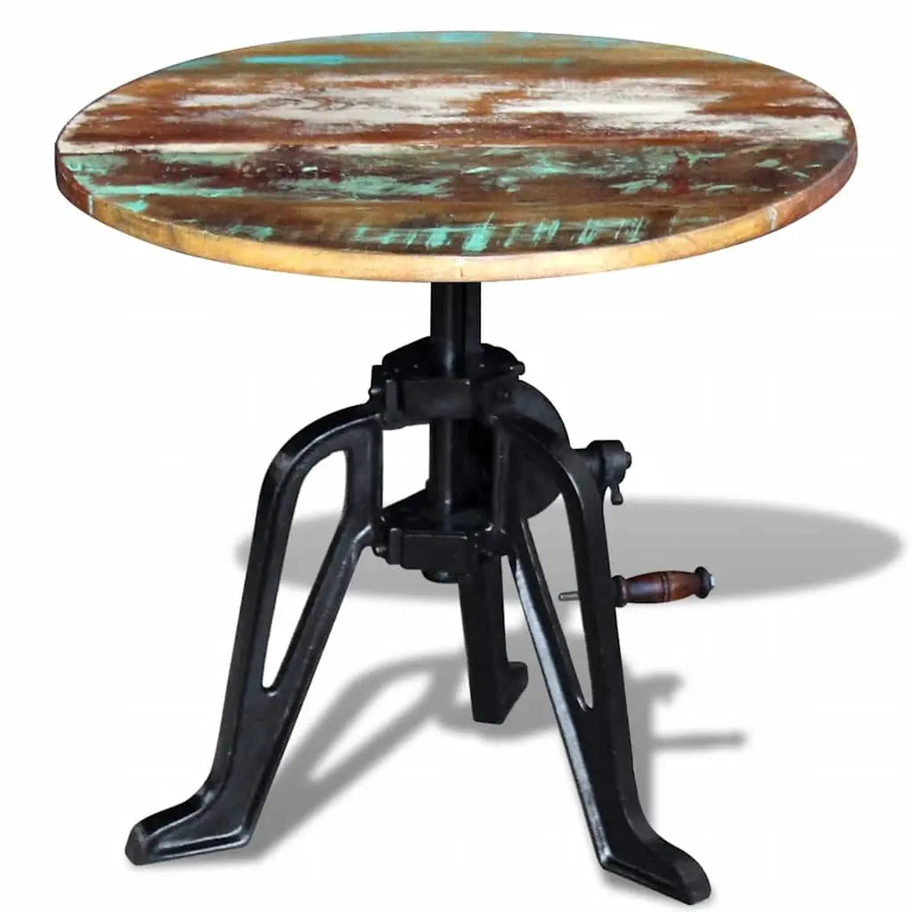 42-63cm Height Adjustable End Table with Reclaimed Wood