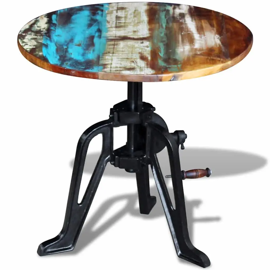 42-63cm Height Adjustable End Table with Reclaimed Wood