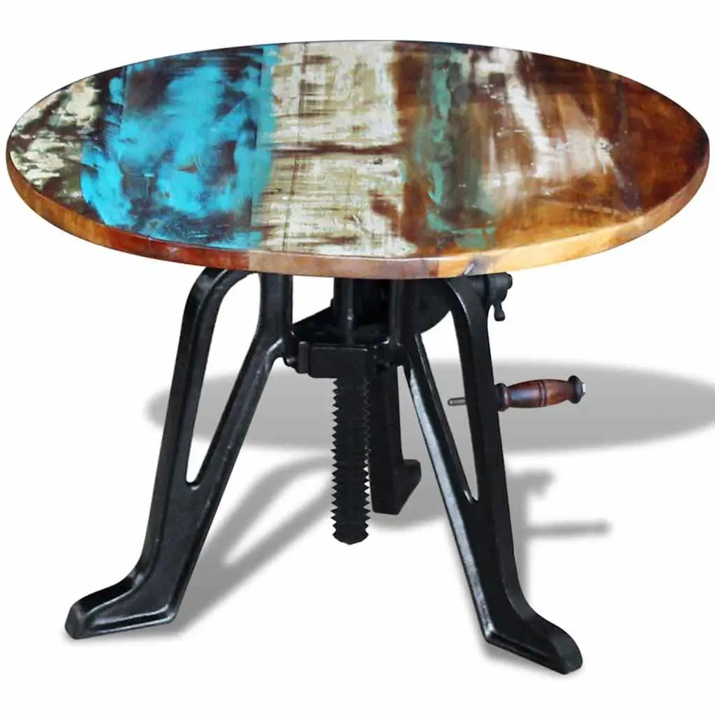 42-63cm Height Adjustable End Table with Reclaimed Wood