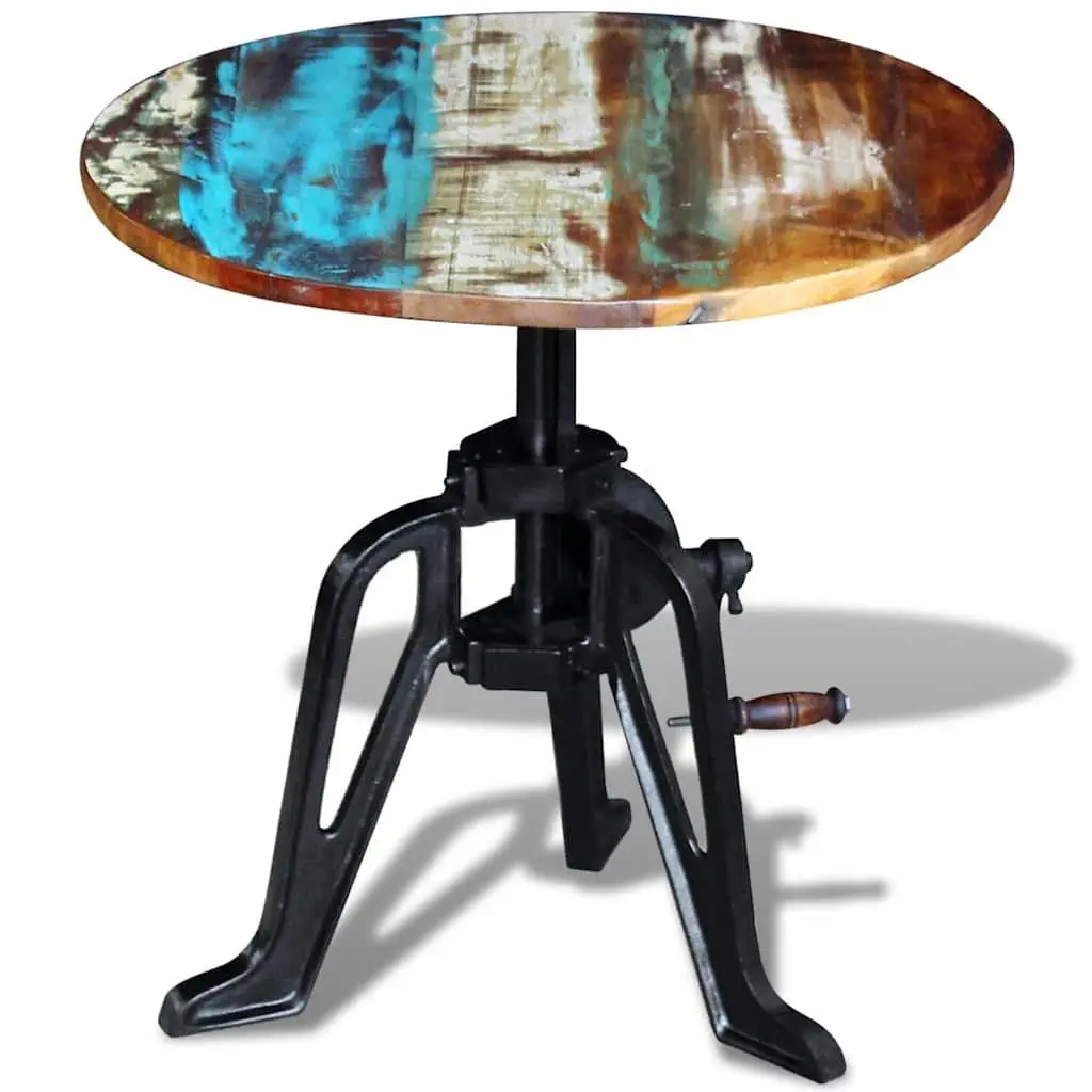 42-63cm Height Adjustable End Table with Reclaimed Wood
