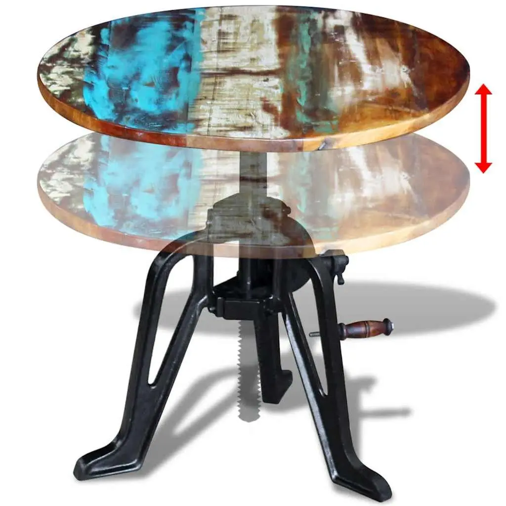 42-63cm Height Adjustable End Table with Reclaimed Wood