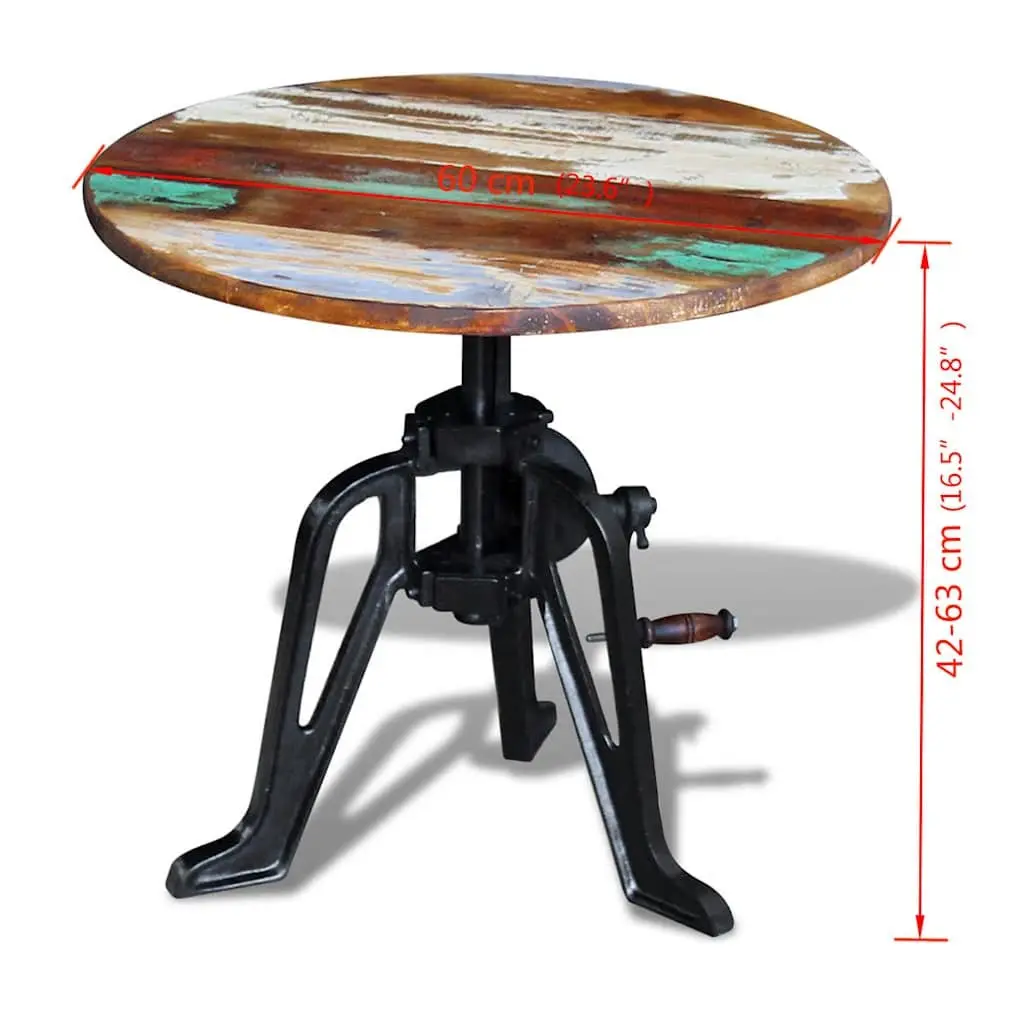 42-63cm Height Adjustable End Table with Reclaimed Wood
