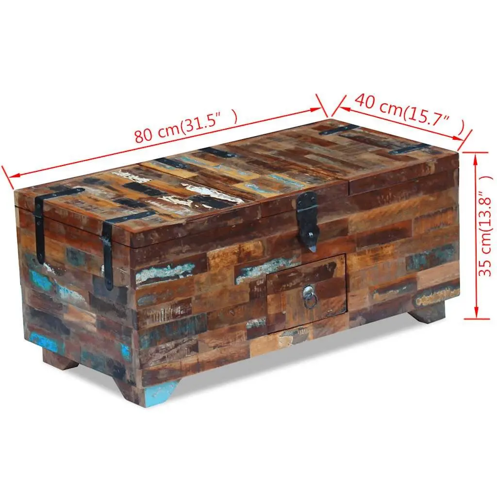 Coffee Table Chest Box with Storage Solid Reclaimed Wood Brown 80x40x35cm