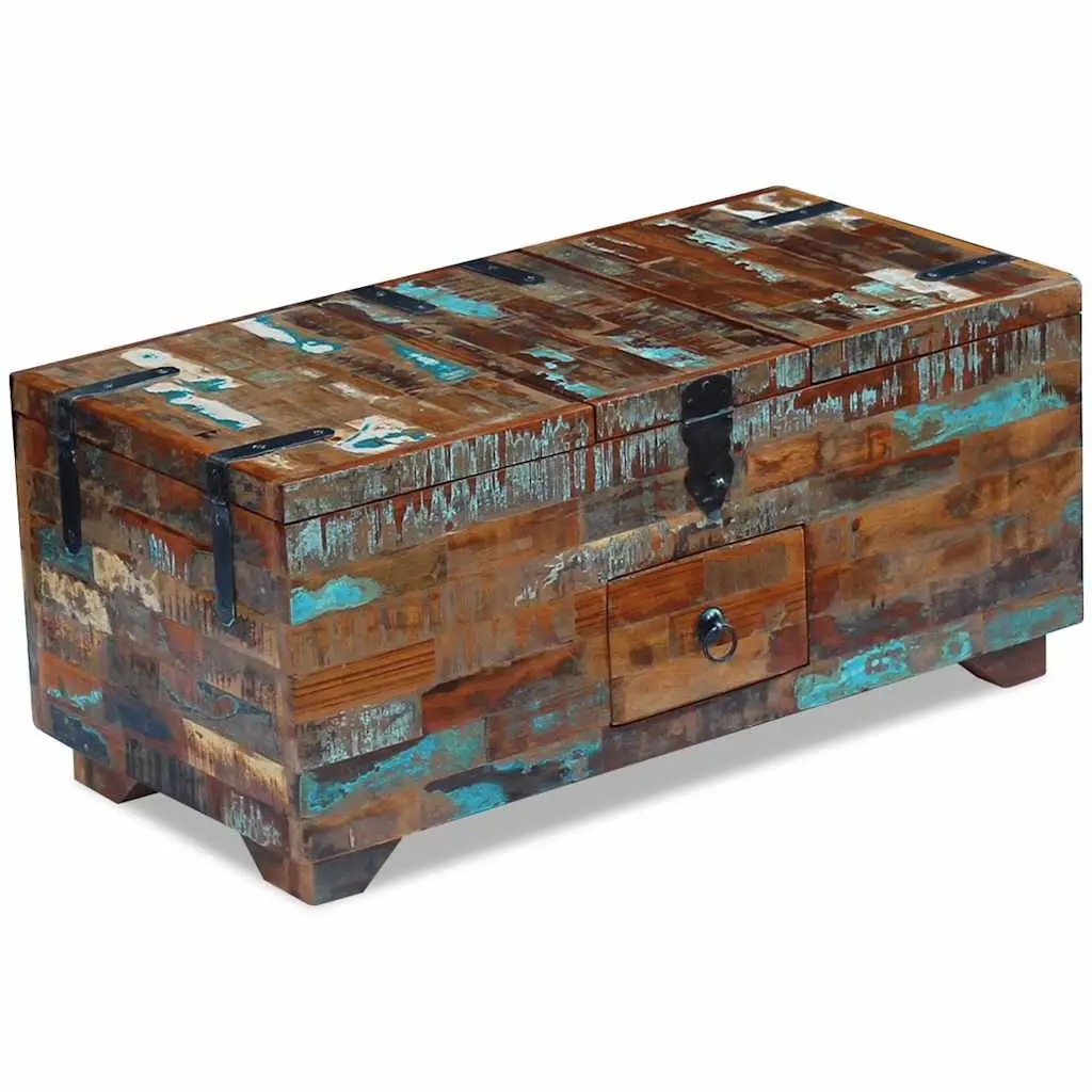 Coffee Table Chest Box with Storage Solid Reclaimed Wood Brown 80x40x35cm