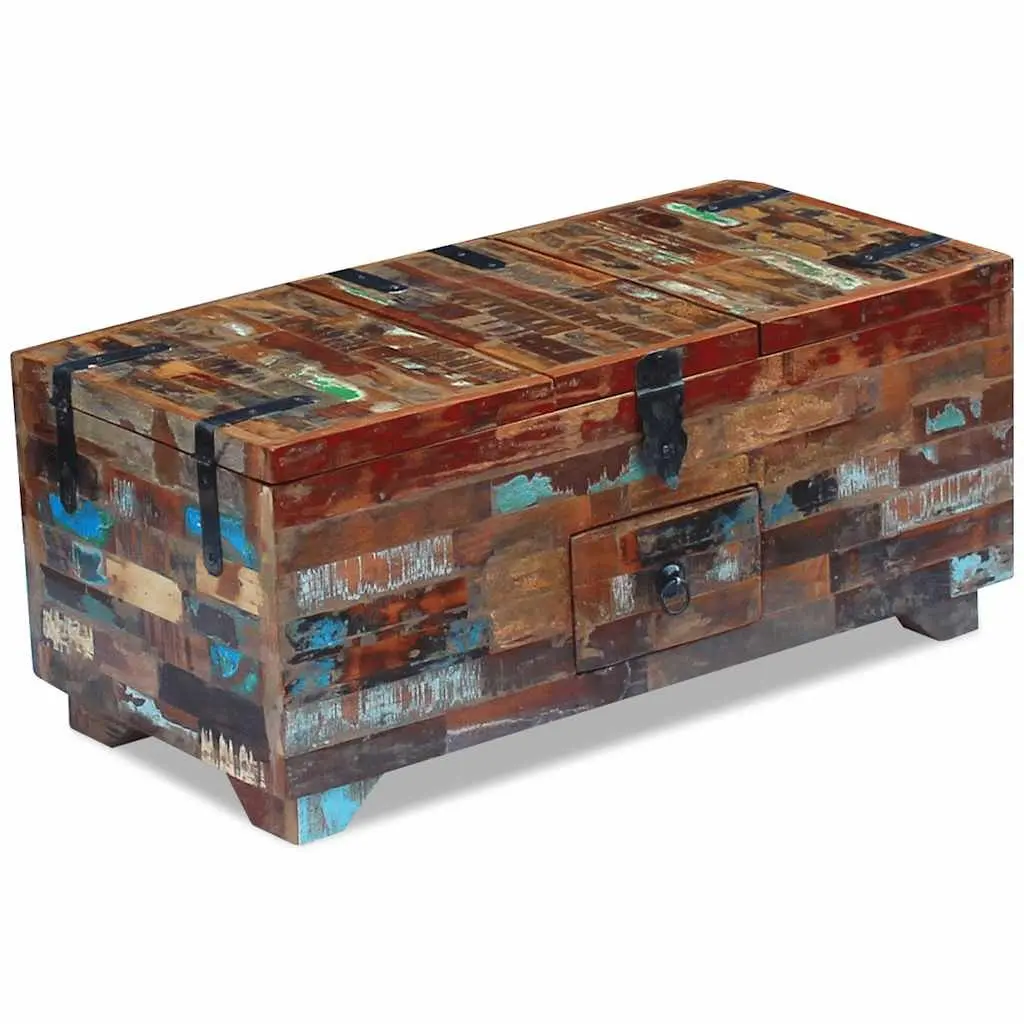 Coffee Table Chest Box with Storage Solid Reclaimed Wood Brown 80x40x35cm