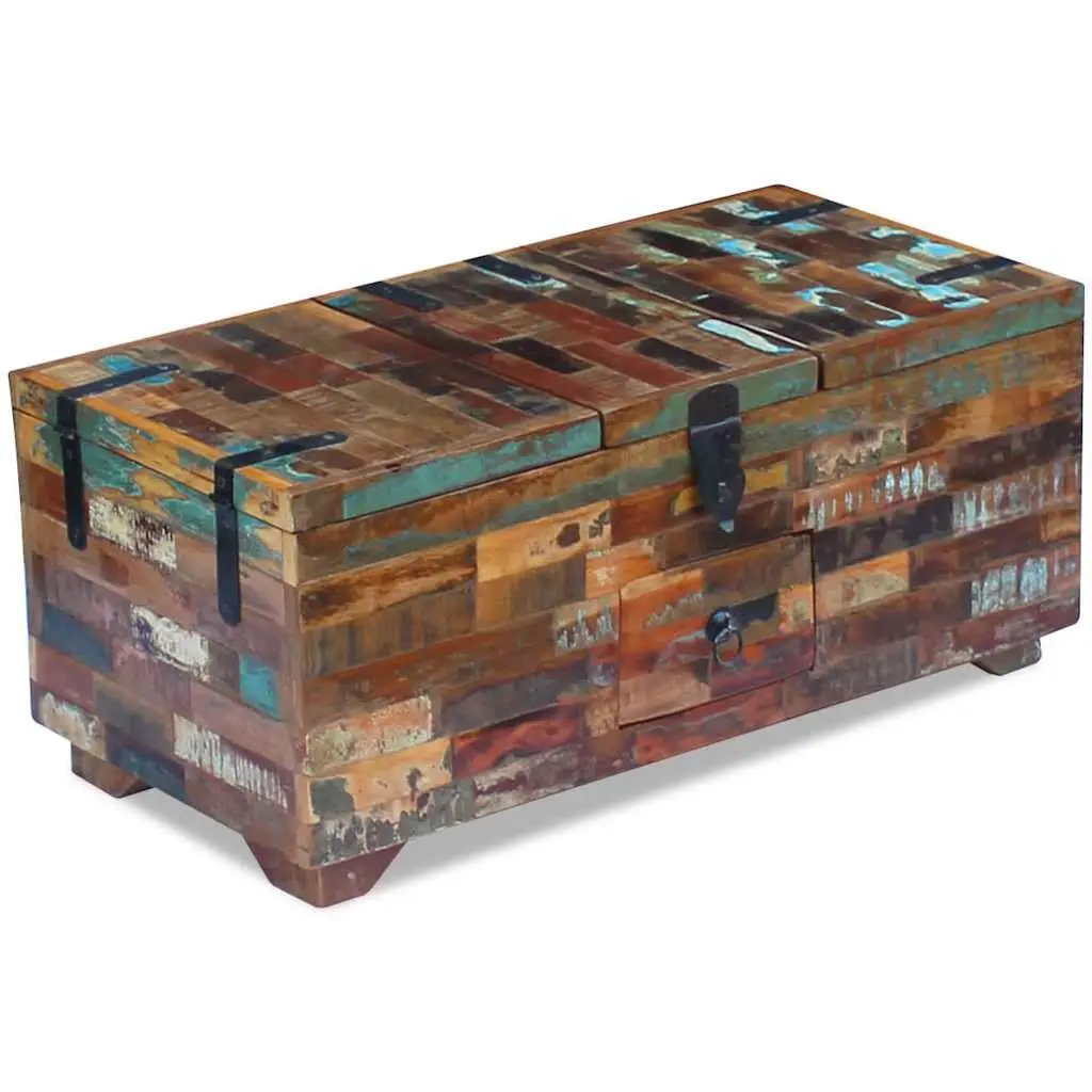 Coffee Table Chest Box with Storage Solid Reclaimed Wood Brown 80x40x35cm