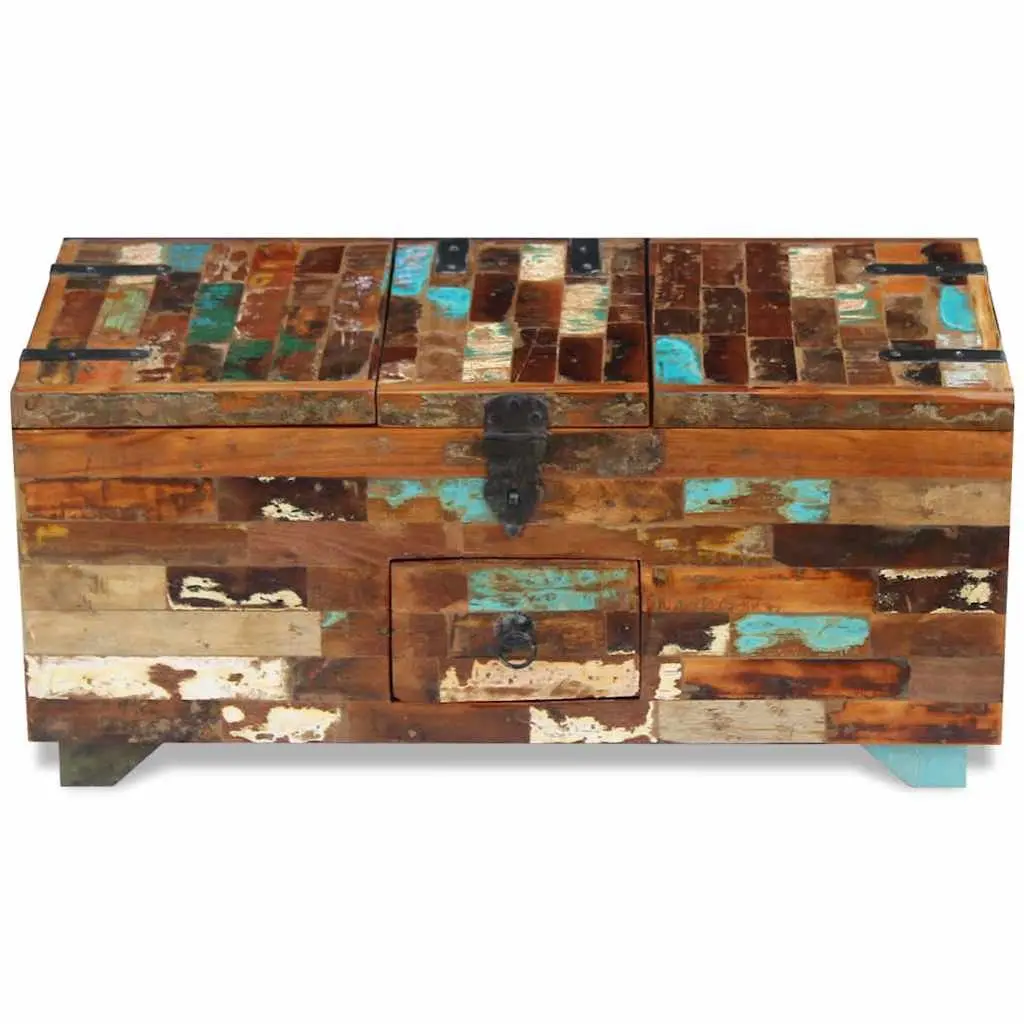 Coffee Table Chest Box with Storage Solid Reclaimed Wood Brown 80x40x35cm