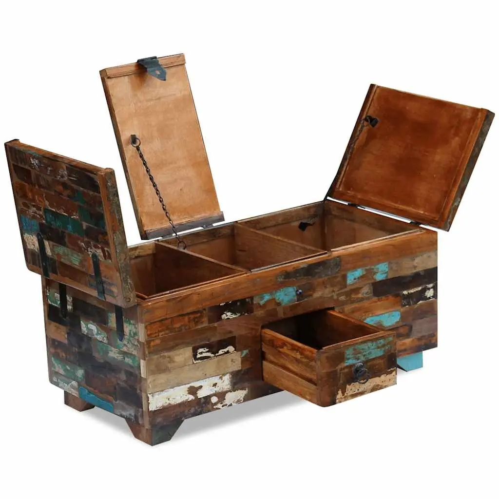 Coffee Table Chest Box with Storage Solid Reclaimed Wood Brown 80x40x35cm