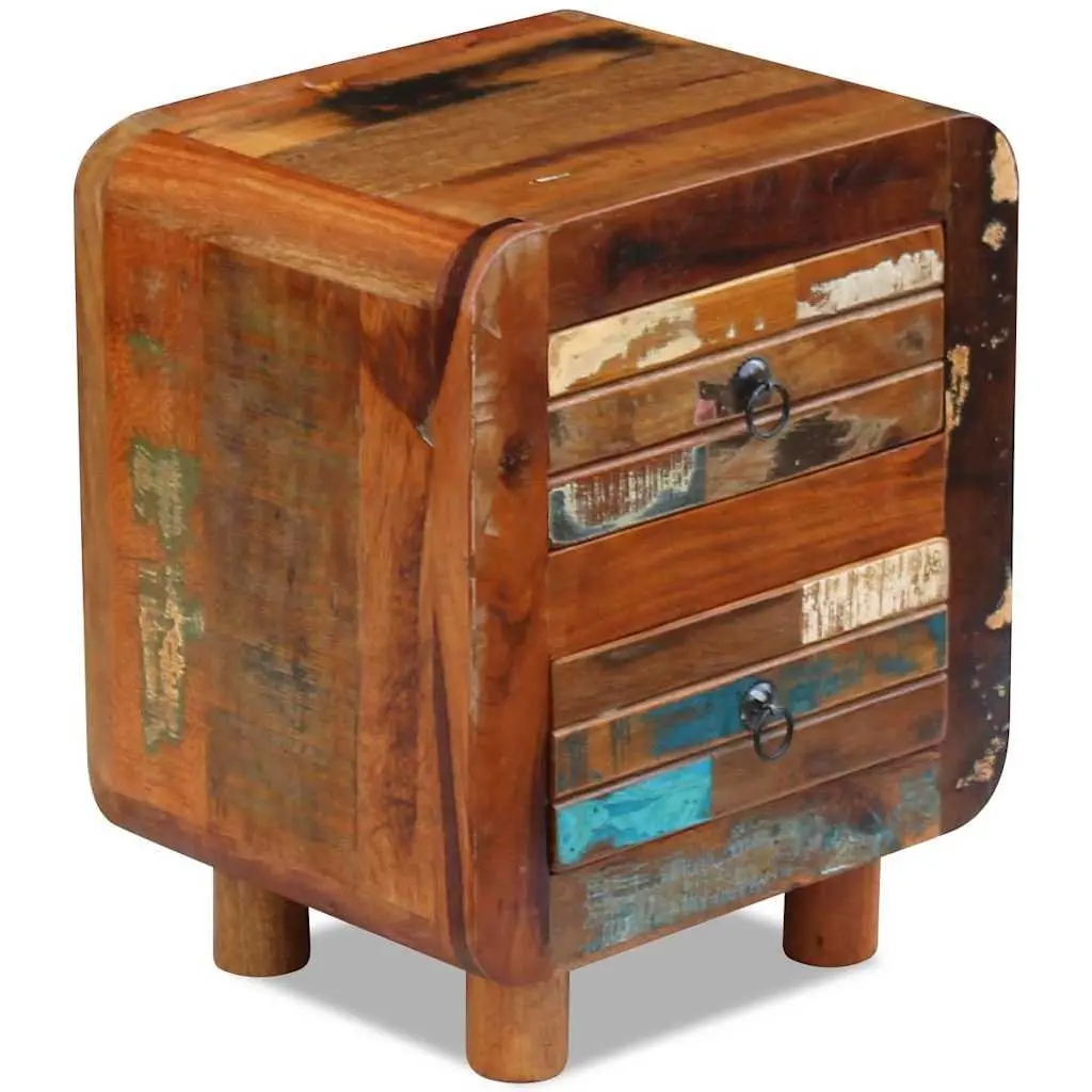 Bedside Table Solid Reclaimed Wood Night Cabinet 43x33x51 cm 2 Drawers Brown