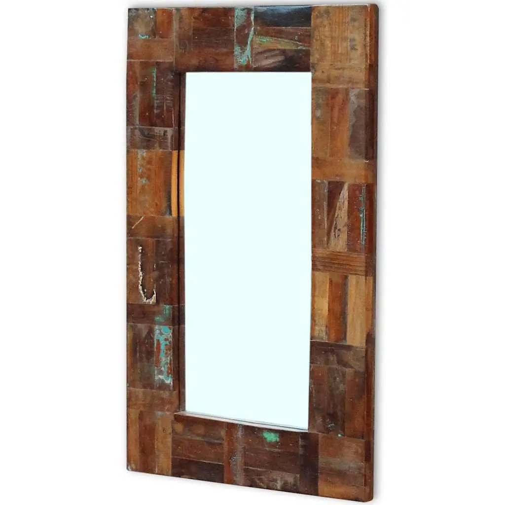 Reclaimed Wood Frame Mirror Handmade Retro Decor Bathroom Bedroom Hall 80 x 50 cm