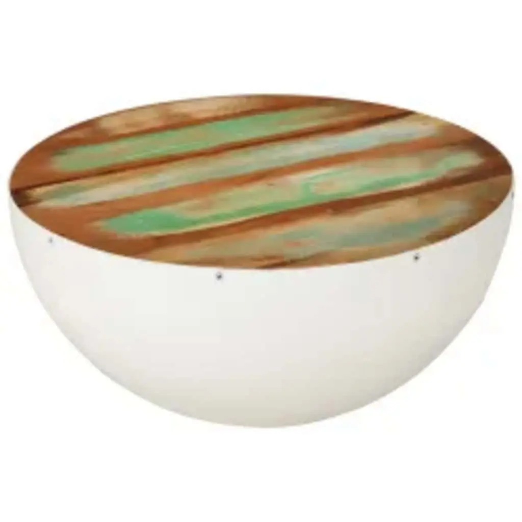 Bowl Shaped Coffee Table Living Room 60 x 60 x 30 cm Solid Reclaimed Wood White