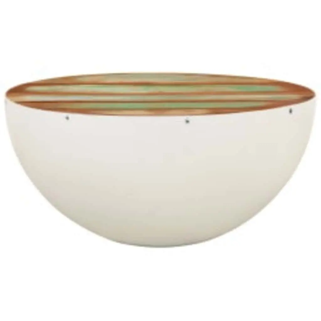 Bowl Shaped Coffee Table Living Room 60 x 60 x 30 cm Solid Reclaimed Wood White