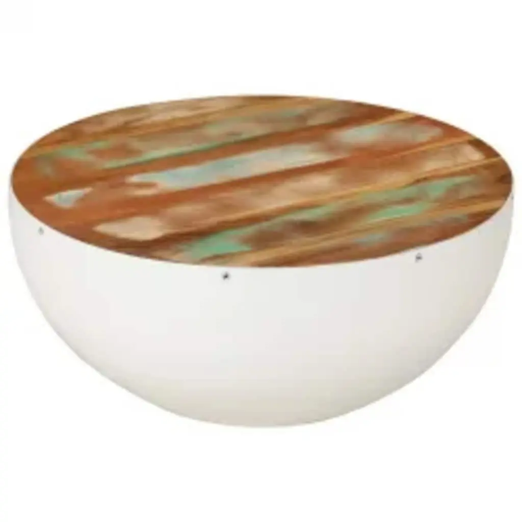 Bowl Shaped Coffee Table Living Room 60 x 60 x 30 cm Solid Reclaimed Wood White
