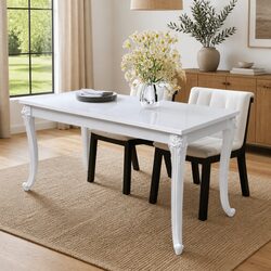 Dining Table Specifications: 116x66x76 cm in White Gloss Finish