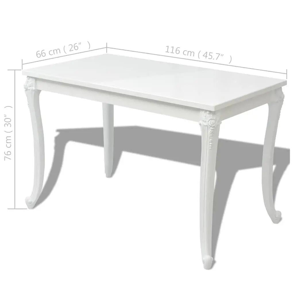 Dining Table Kitchen Room 116x66x76 cm High Gloss White