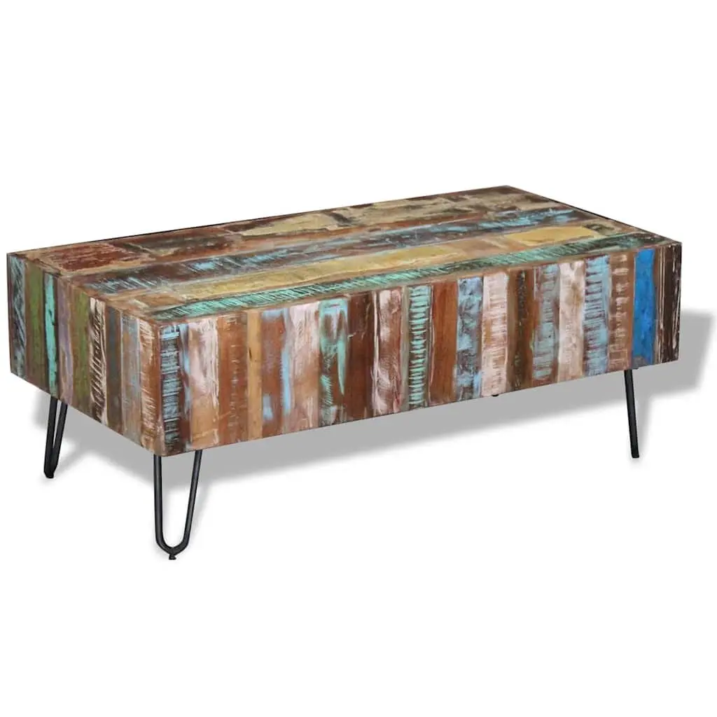 Coffee Table Living Room 100 x 50 x 38 cm Solid Reclaimed Wood Handmade Retro