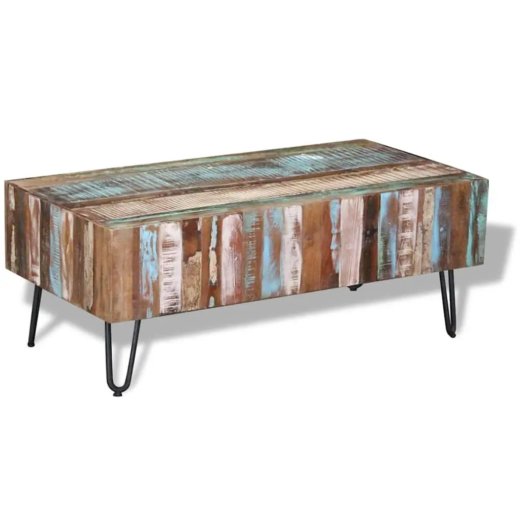 Coffee Table Living Room 100 x 50 x 38 cm Solid Reclaimed Wood Handmade Retro