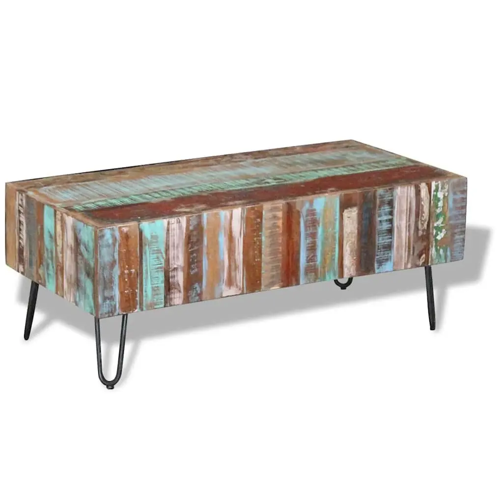 Coffee Table Living Room 100 x 50 x 38 cm Solid Reclaimed Wood Handmade Retro