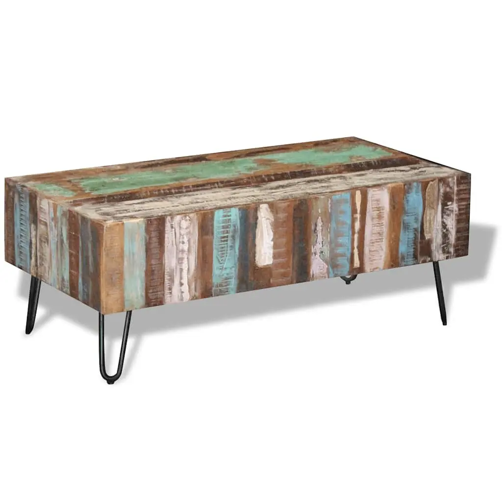 Coffee Table Living Room 100 x 50 x 38 cm Solid Reclaimed Wood Handmade Retro