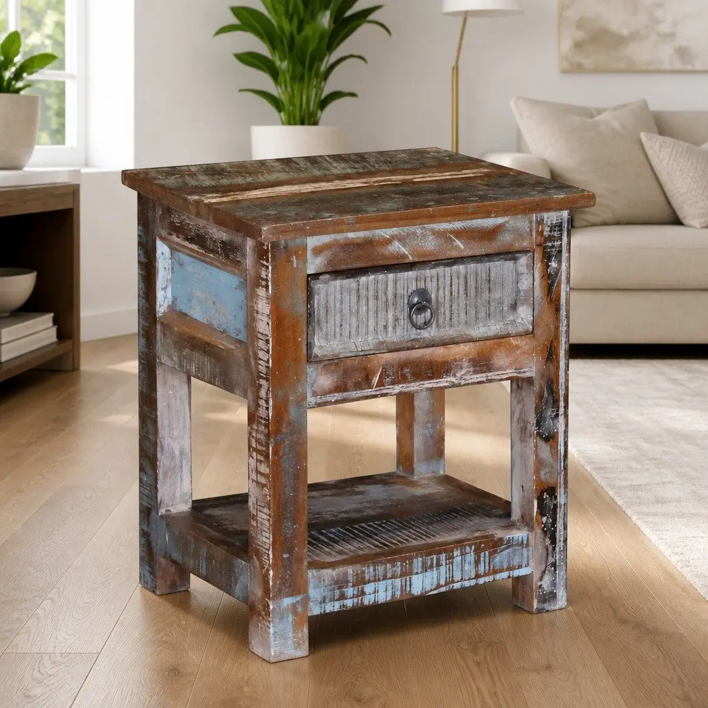 Solid Reclaimed Wood End Table