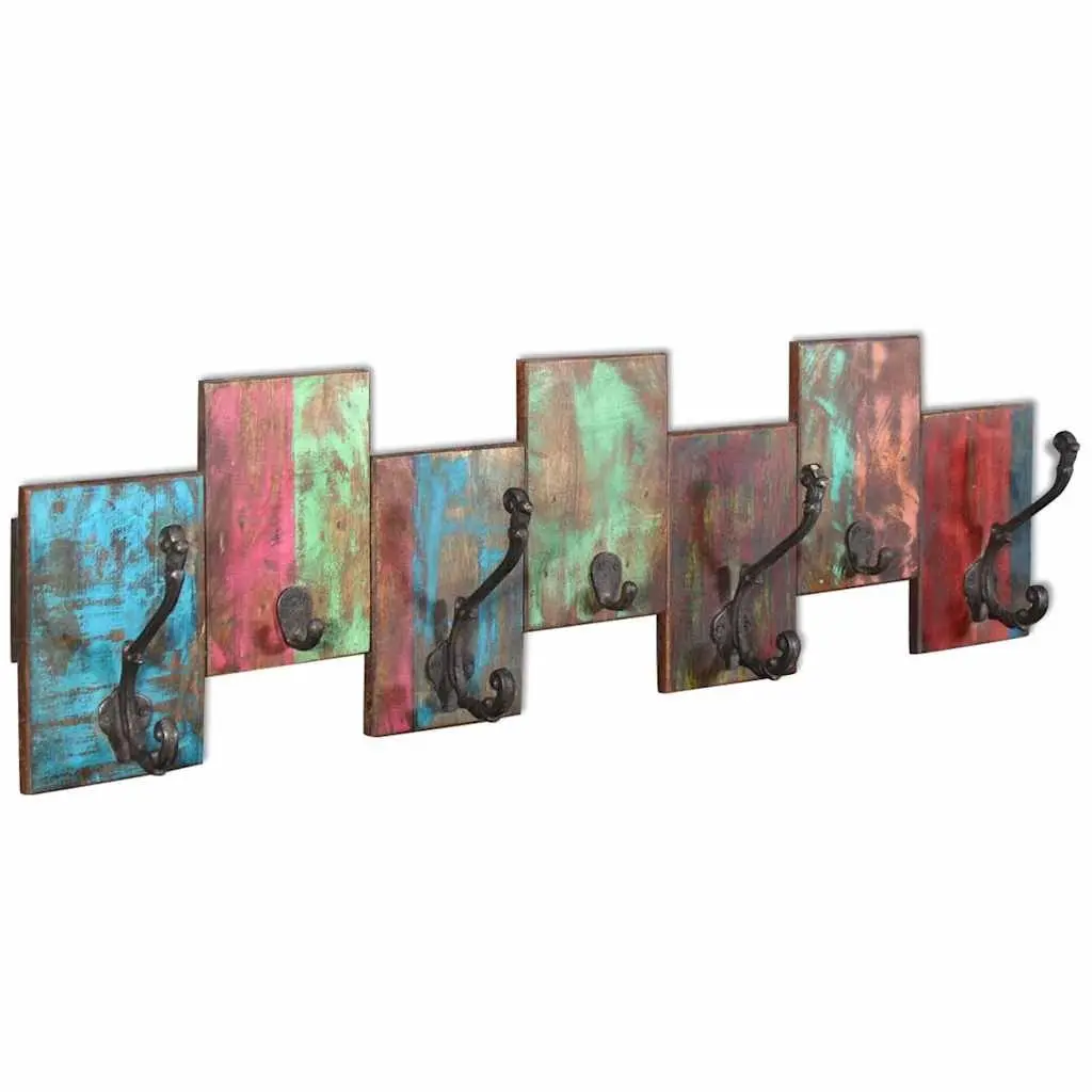Coat Rack for Wall Mount Vintage Style 7 Hooks Solid Reclaimed Wood