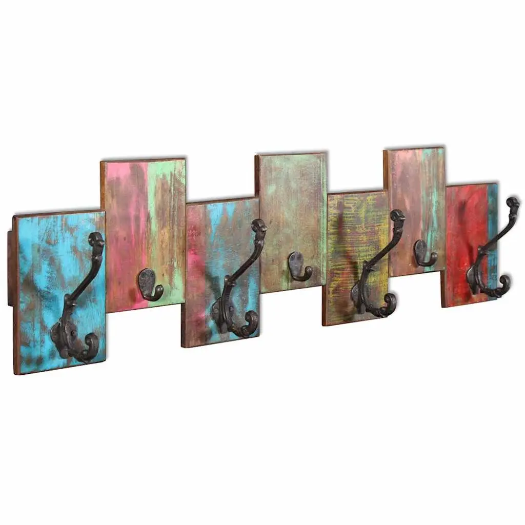 Coat Rack for Wall Mount Vintage Style 7 Hooks Solid Reclaimed Wood
