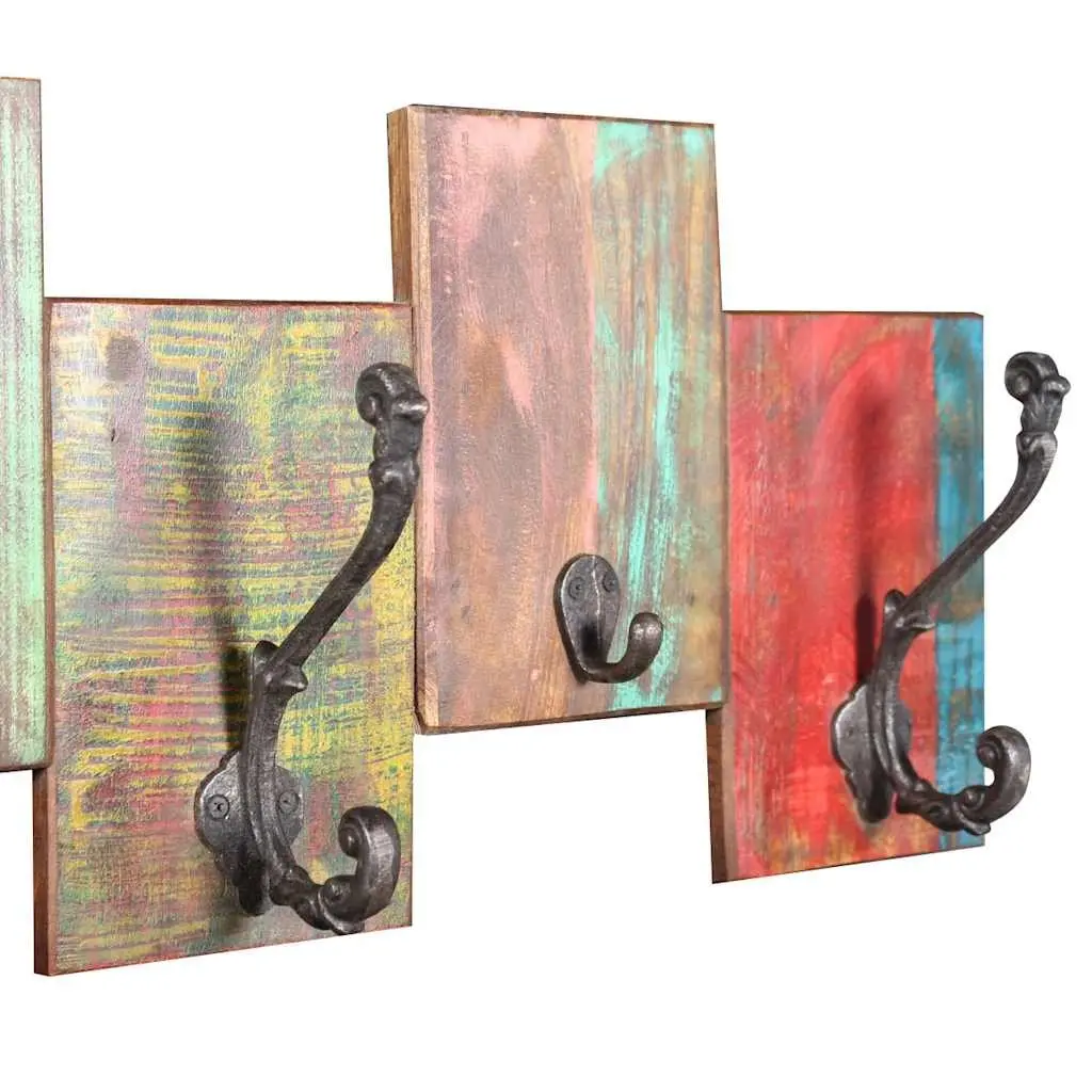 Coat Rack for Wall Mount Vintage Style 7 Hooks Solid Reclaimed Wood