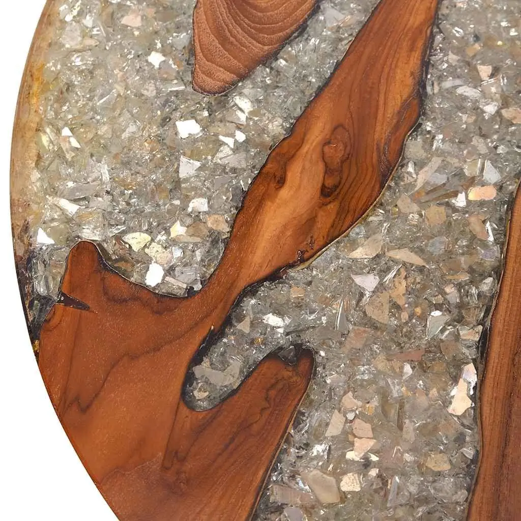 Coffee Table Round Tabletop Living Room 60 cm Teak Mango Wood Resin Rustic Accent