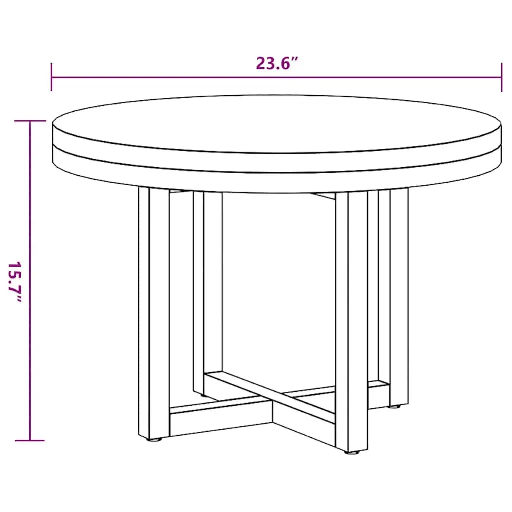 Coffee Table Round Tabletop Living Room 60 cm Teak Mango Wood Resin Rustic Accent