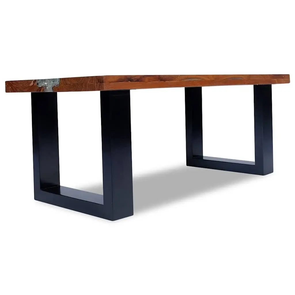 Coffee Table Rectangular Living Room 100x50cm Teak Mango Wood Resin Accent