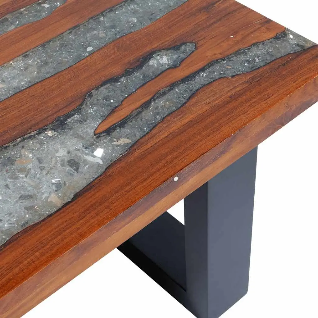 Coffee Table Rectangular Living Room 100x50cm Teak Mango Wood Resin Accent