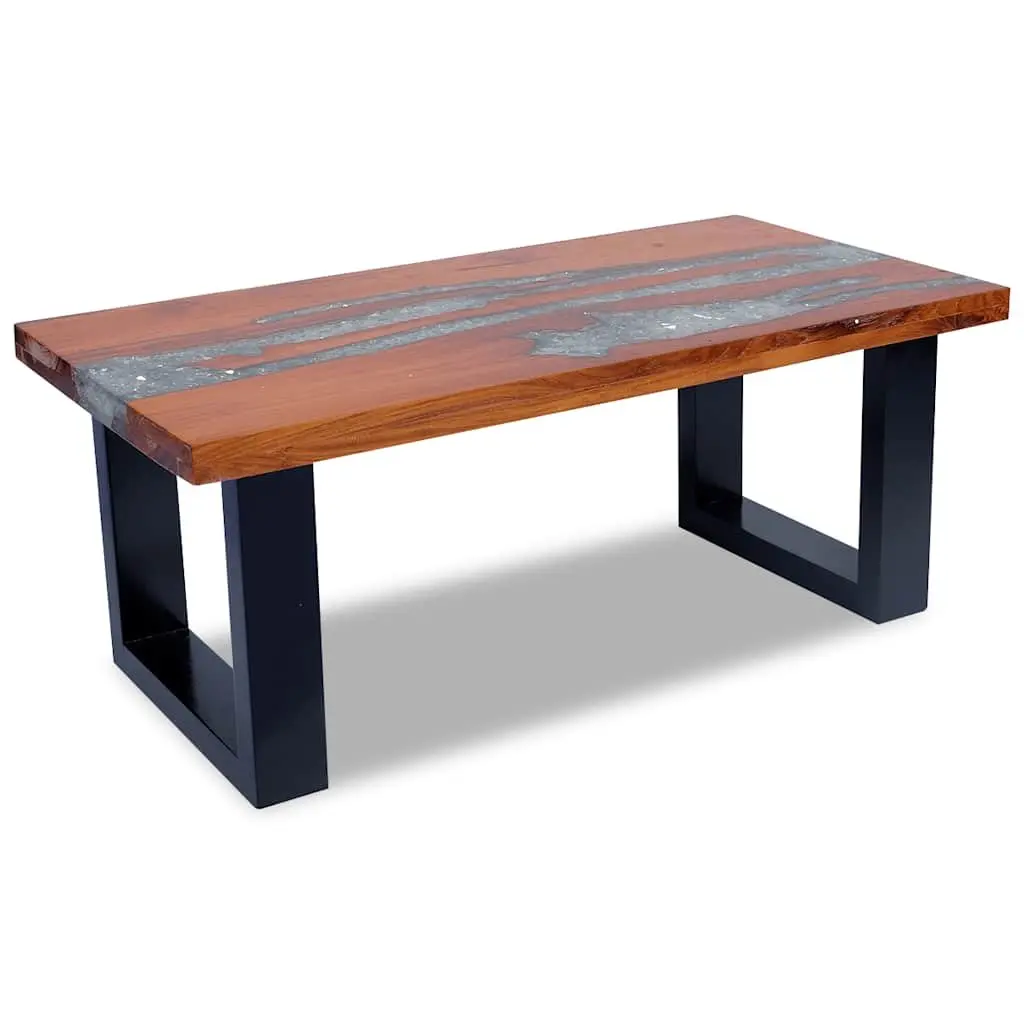 Coffee Table Rectangular Living Room 100x50cm Teak Mango Wood Resin Accent
