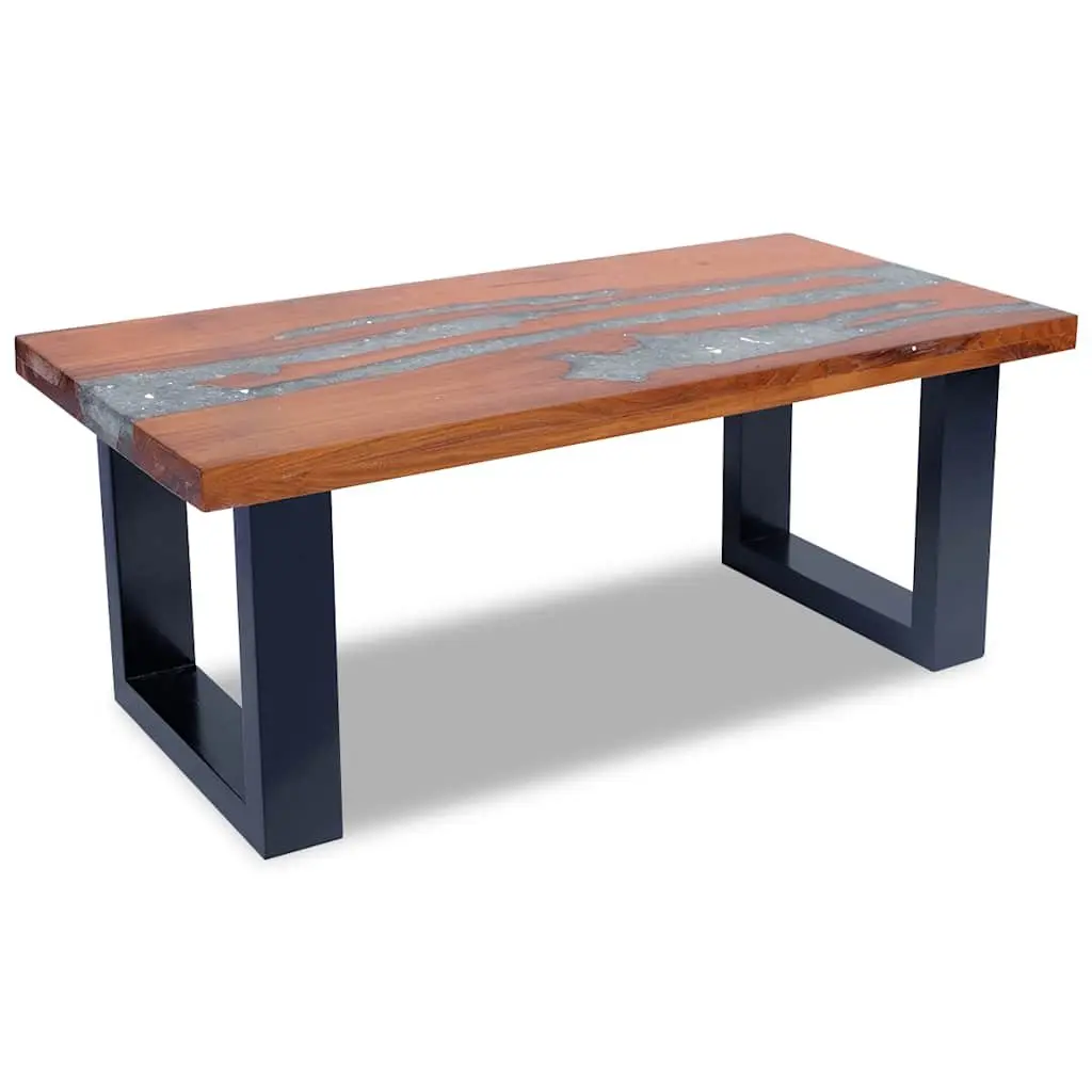 Coffee Table Rectangular Living Room 100x50cm Teak Mango Wood Resin Accent