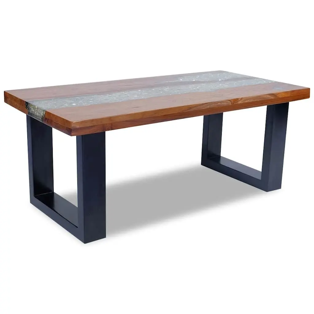 Coffee Table Rectangular Living Room 100x50cm Teak Mango Wood Resin Accent