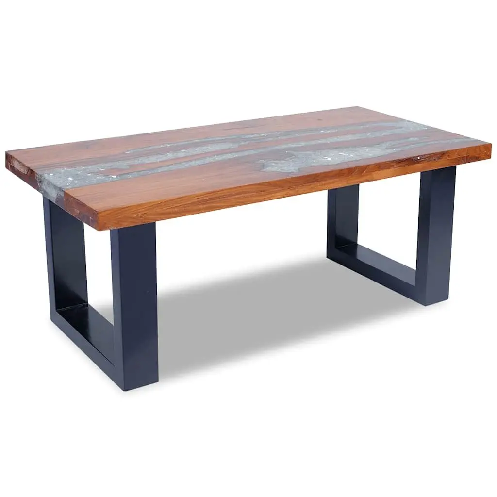 Coffee Table Rectangular Living Room 100x50cm Teak Mango Wood Resin Accent