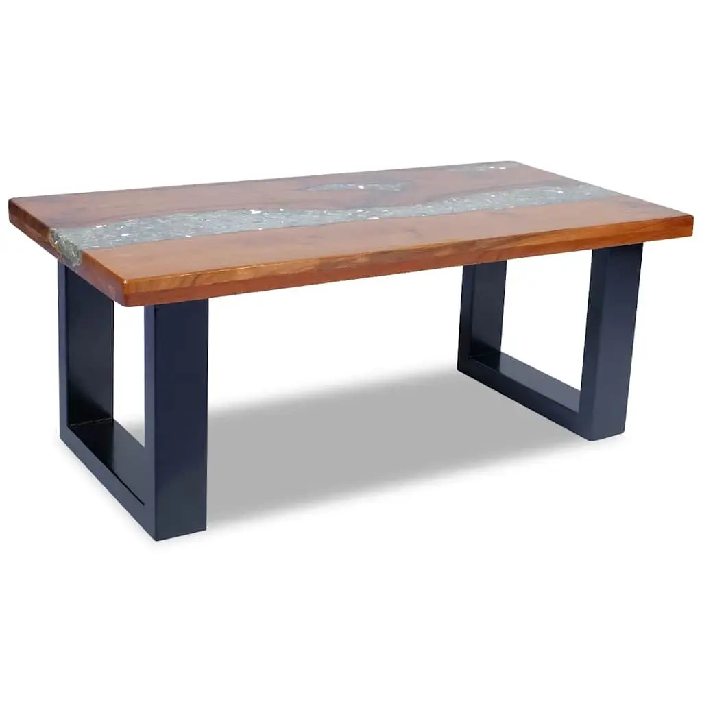 Coffee Table Rectangular Living Room 100x50cm Teak Mango Wood Resin Accent