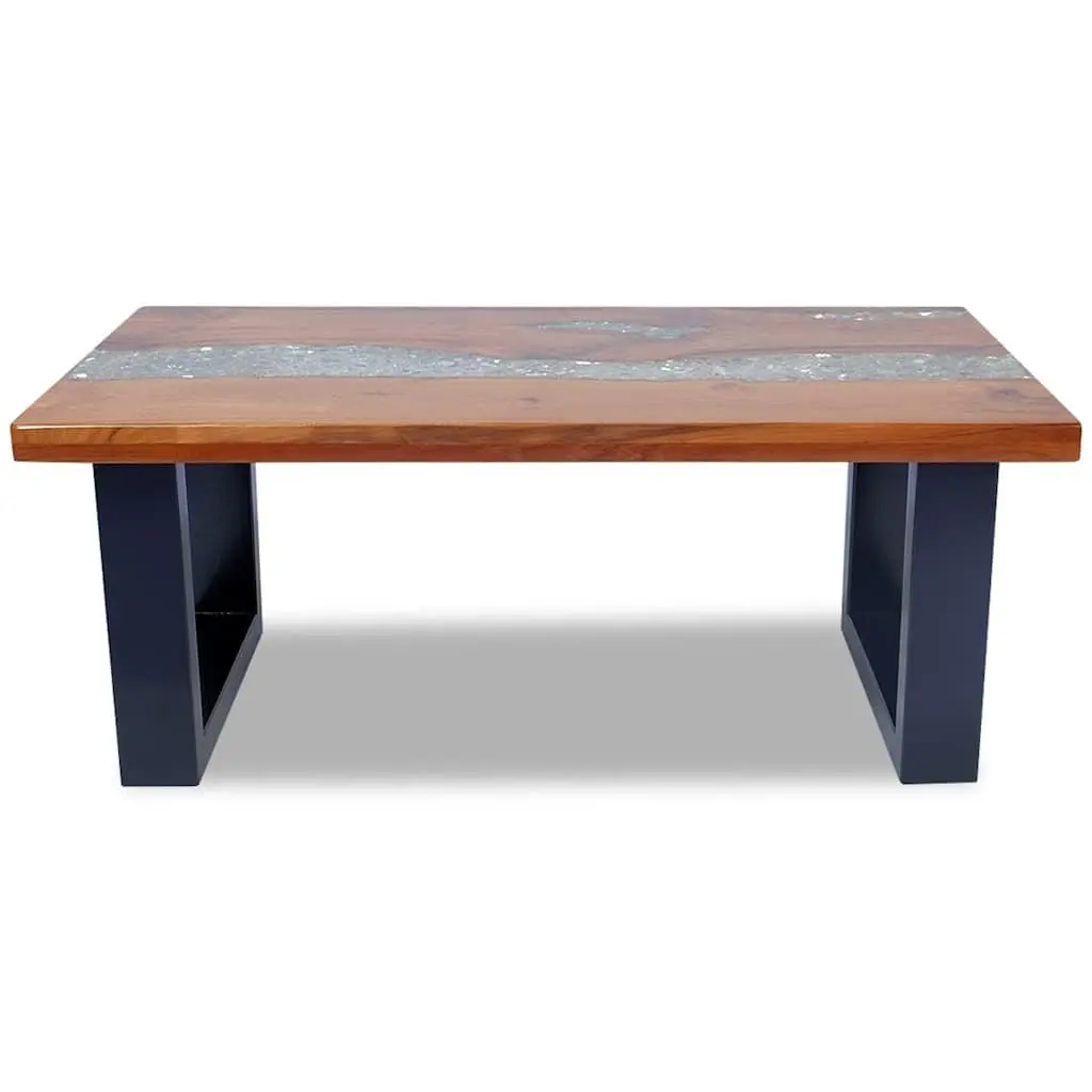 Coffee Table Rectangular Living Room 100x50cm Teak Mango Wood Resin Accent