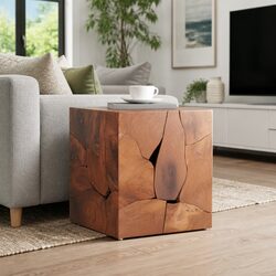 Wooden Stool Specifications - Brown Teak 40x40x45 cm