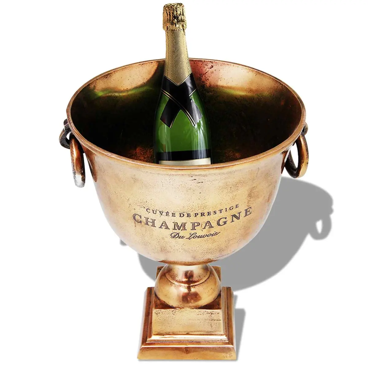 Trophy Cup Champagne Cooler Wine Ice Bucket with Handles Party Beverage Brown
